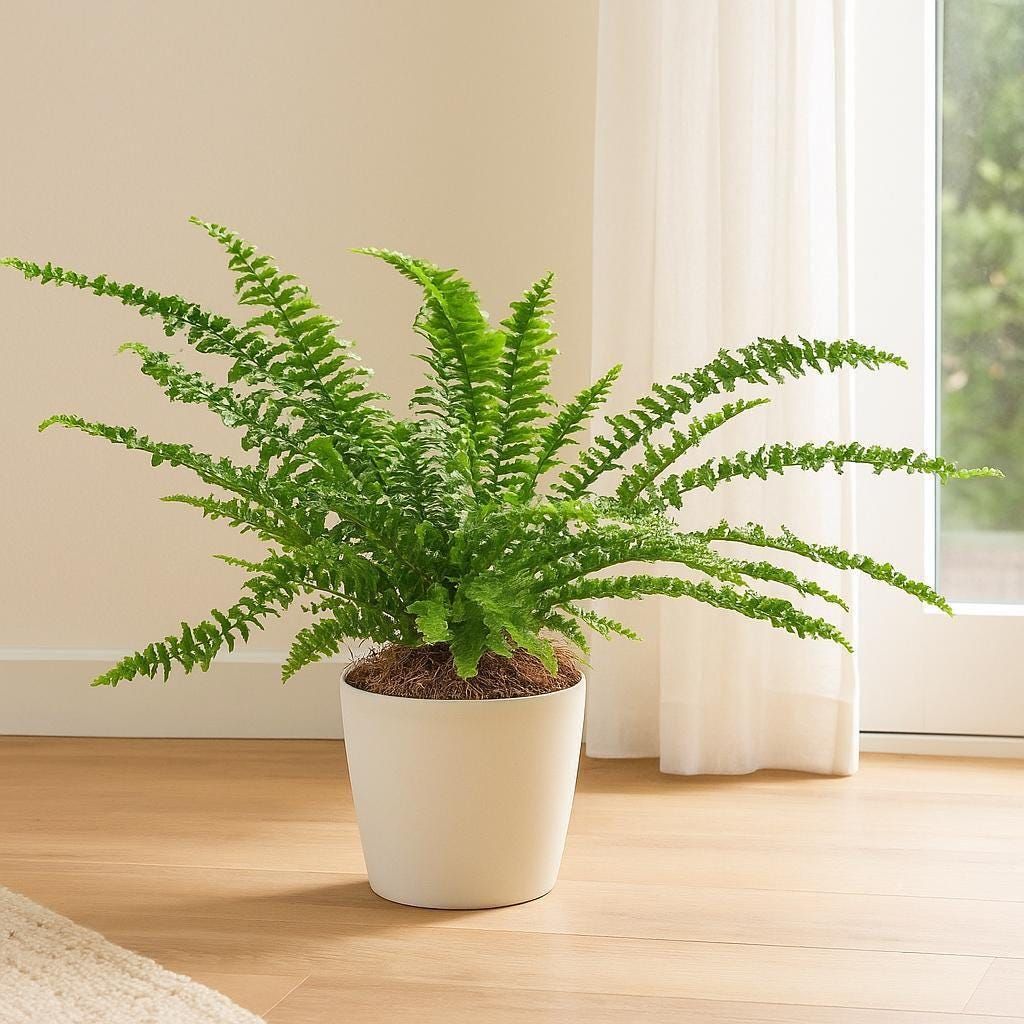 Boston Fern with cascading fronds in hanging display